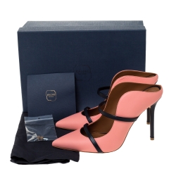 Pre Owned Malone Souliers Pink Leather Maureen Pointed Toe Mule Sandals Size 38