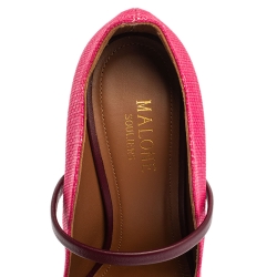 Pre Owned Malone Souliers Pink Raffia Maureen Pointed Toe Pumps Size 35