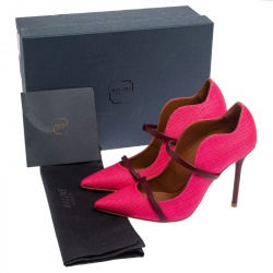 Pre Owned Malone Souliers Pink Raffia Maureen Pointed Toe Pumps Size 35