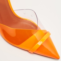 Pre Owned Malone Souliers Neon Orange PVC and Patent Leather Iona Mules Size 36
