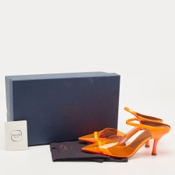 Pre Owned Malone Souliers Neon Orange PVC and Patent Leather Iona Mules Size 36