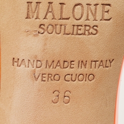 Pre Owned Malone Souliers Neon Orange PVC and Patent Leather Iona Mules Size 36