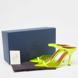 Pre Owned Malone Souliers Neon Yellow PVC and Patent Leather Iona Mules Size 38.5