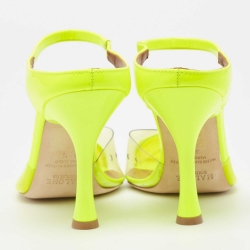 Pre Owned Malone Souliers Neon Yellow PVC and Patent Leather Iona Mules Size 38.5