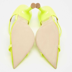 Pre Owned Malone Souliers Neon Yellow PVC and Patent Leather Iona Mules Size 38.5