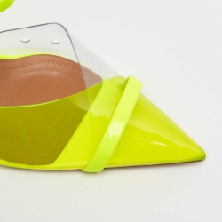 Pre Owned Malone Souliers Neon Yellow PVC and Patent Leather Iona Mules Size 38.5