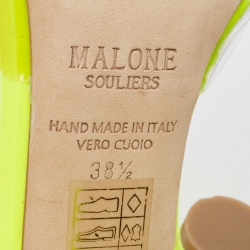 Pre Owned Malone Souliers Neon Yellow PVC and Patent Leather Iona Mules Size 38.5