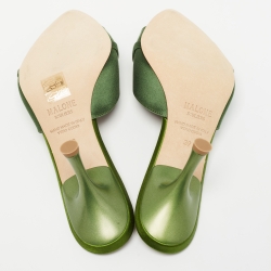 Pre Owned Malone Souliers Green Satin Slide Sandals Size 39