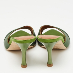 Pre Owned Malone Souliers Green Satin Slide Sandals Size 39