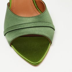 Pre Owned Malone Souliers Green Satin Slide Sandals Size 39