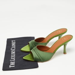 Pre Owned Malone Souliers Green Satin Slide Sandals Size 39