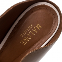 مملوكة مسبقًا Malone Souliers Brown Leather Slip On Pointed Toe Sandals Size 39.5