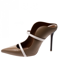 مملوكة مسبقًا Malone Souliers Brown Leather Slip On Pointed Toe Sandals Size 39.5