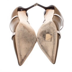 مملوكة مسبقًا Malone Souliers Brown Leather Slip On Pointed Toe Sandals Size 39.5