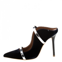 Pre Owned Malone Souliers Black Satin Maureen Pointed Toe Mules Size 35