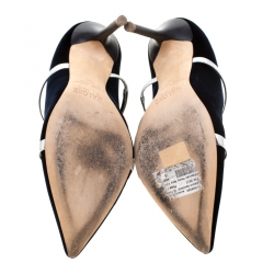 Pre Owned Malone Souliers Black Satin Maureen Pointed Toe Mules Size 35