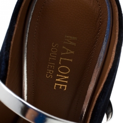 Pre Owned Malone Souliers Black Satin Maureen Pointed Toe Mules Size 35