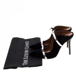 Pre Owned Malone Souliers Black Satin Maureen Pointed Toe Mules Size 35