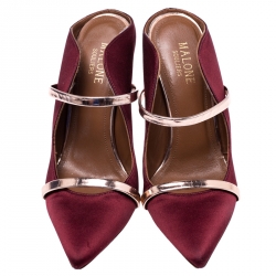 Pre Owned حذاء سلايد مالون سولييه ماورين مقدمة مدببة مورين ساتان عنابي مقاس 35