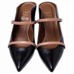 Pre Owned Malone Souliers Black Leather Maureen Pointed Toe Mules Size 37