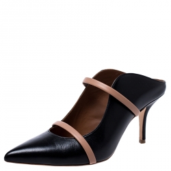 Pre Owned Malone Souliers Black Leather Maureen Pointed Toe Mules Size 37