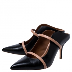 Pre Owned Malone Souliers Black Leather Maureen Pointed Toe Mules Size 37