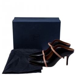 Pre Owned Malone Souliers Black Leather Maureen Pointed Toe Mules Size 37