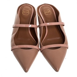 Pre Owned Malone Souliers Beige Leather Maureen Pointed Toe Mules Size 38