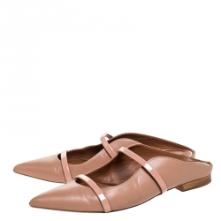 Pre Owned Malone Souliers Beige Leather Maureen Pointed Toe Mules Size 38