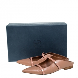 Pre Owned Malone Souliers Beige Leather Maureen Pointed Toe Mules Size 38