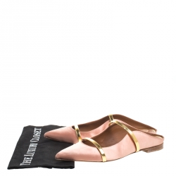 Pre Owned حذاء فلات مالون سولييه مقدمة مدببة مورين ساتان بيج مقاس 39