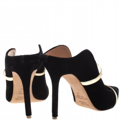 Pre Owned Malone Souliers Black Velvet And Leather Maureen Mules Size 39