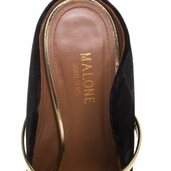 Pre Owned Malone Souliers Black Velvet And Leather Maureen Mules Size 39