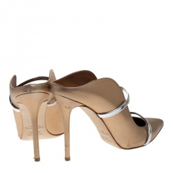 Pre Owned حذاء مولز مالونا سوليرز جلد ذهبي وردي/ فضي مورين مقدمة مدببة مقاس 41