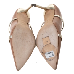 Pre Owned Malone Souliers Beige Leather Maureen Mule Sandals Size 39.5