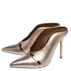 Pre Owned حذاء سلايد مالون سولييه كونستانس جلد خوخي ميتاليك مقاس 36.5