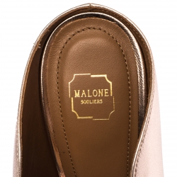 Pre Owned حذاء سلايد مالون سولييه كونستانس جلد خوخي ميتاليك مقاس 36.5