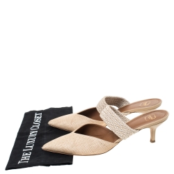 مملوكة مسبقًا Malone Soulier Cream Raffia and Cord Maisie Pointed Toe Mules Size 40.5