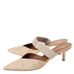 مملوكة مسبقًا Malone Soulier Cream Raffia and Cord Maisie Pointed Toe Mules Size 40.5