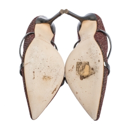 Pre Owned حذاء سلايد مالون سولييه ماورين مقدمة قماش موري ميتاليك مقاس 37.5س