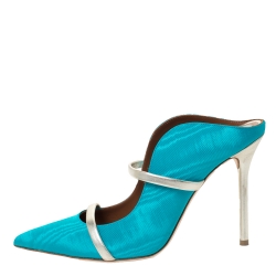 Pre Owned حذاء كعب عالي مالون سولييه "ماورين" بمقدمة مدببة قماش موري أزرق مقاس 39