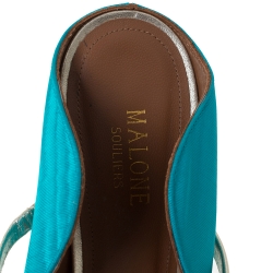 Pre Owned حذاء كعب عالي مالون سولييه "ماورين" بمقدمة مدببة قماش موري أزرق مقاس 39