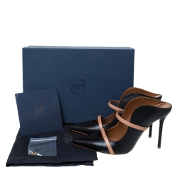 Pre Owned Malone Souliers Black Leather Maureen Mules Size 37.5