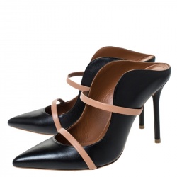 Pre Owned Malone Souliers Black Leather Maureen Mules Size 37.5