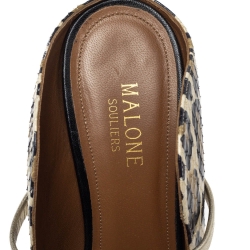 Pre Owned Malone Souliers Multicolor Leopard Print Snakeskin Maureen Pointed Toe Mules Size 38