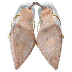 Pre Owned حذاء كعب ع الي مالون سولييه موريين جلد فضي و ذهبي ميتالك مقاس 37