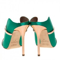 Pre Owned حذاء سلايد مالون سولييه "ماورين" مقدمة مدببة ساتان أخضر و برونزي مقاس 41