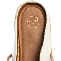 Pre Owned Malone Souliers White/Brown Leather Sienna Espadrille Mules Size 42