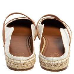 Pre Owned Malone Souliers White/Brown Leather Sienna Espadrille Mules Size 42