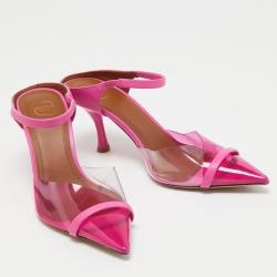 Pre Owned Malone Souliers Pink PVC and Leather Ankle Strap Iona Sandals Size 36